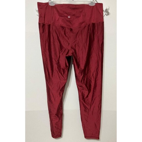 Athleta Elation Shine Size 2X Womens Deep Red Leggings Gym Yoga Activewear - Picture 3 of 10
